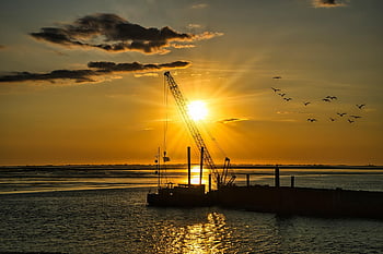 port, north Sea, sunset, schleswig-holstein, landscape, north Frisia, wadden Sea, sea, nature, ocean, twilight
