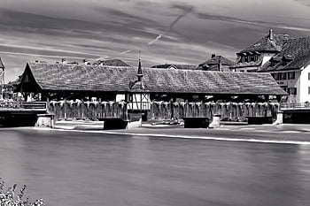 puente, bremgarten, río, aargau, naturaleza, Suiza, monocromo, larga exposición, agua, en blanco y negro