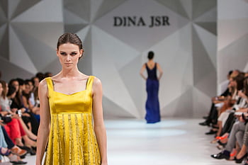 dina jsr, módní přehlídka, Akce dráhy, Modelka, přehlídkové molo, šaty, ohromující, ženy chodí, móda, událost