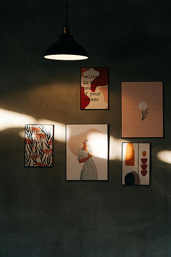 Lampe, zeichnungen, Wand, künstlerisch, Wandrahmen, beleuchtet, Sonnenstrahl, Hängelampe, Innenarchitektur, Kunstsammlung, Schattenspiel