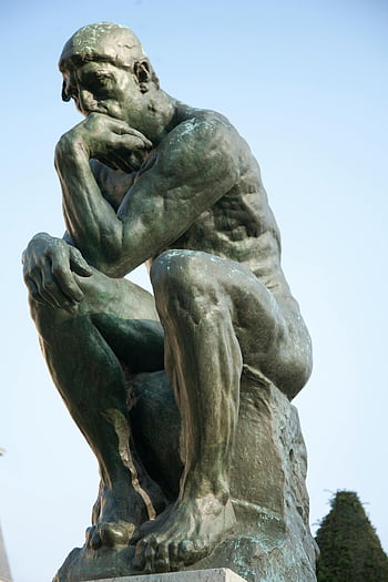 il pensatore, museo di rodin, Parigi, Francia, scultura, colpo basso angolo, arte, statua, bronzo, famoso, punto di riferimento