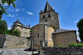kostel, pevnost, středověký, náboženství, zámek, zeď, pierre, bývalý, aveyron, dědictví, architektura