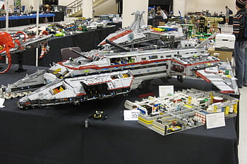 Lego, spaceship, BrickCon, BrickCon 2013, model, convention, display, table, people, indoor, event