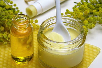 kosmetik, produk, wadah kaca, krim, minyak, lilin lebah, mimosa, shea butter, perawatan kulit, kaca, botol kaca
