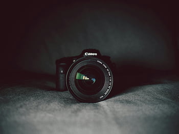 Canon DSLR, black camera, camera lens, optical details, dark background, photography equipment, DSLR camera, camera focus, Sigma lens, camera close-up, Canon camera