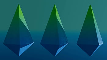 geometrisk abstrakt, 3d-renderingar, pyramidformer, triangulära pyramider, gröna lutning, blå gradient, abstrakt 3D-konst, geometriska former, 3d konst, abstrakta pyramider, gradientfärger