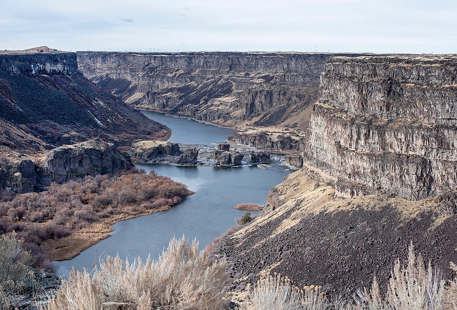 had říční kaňon, Twin Falls Idaho, krajina, divočina, Příroda