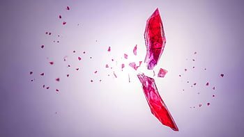 broken red crystal, 3D rendering, shattered crystal, vibrant fragments, light background, dynamic art, red crystal shards, crystal art, 3D art, crystal design, red shards
