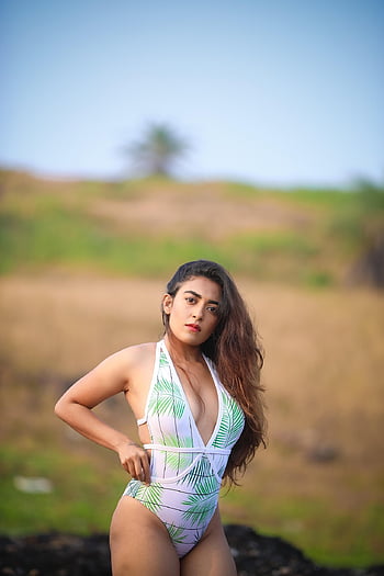 Indiase vrouw, zwempak, badpak, portret, model-, vrouw, buitenshuis, gezichtsmodel, fashion modellen, Aziatische vrouw, vrouwelijk model