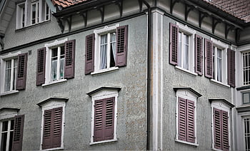 facade, old House, old Windows, old Building, outside The Building, shutters, residential House, house, home, perspective, windowsill