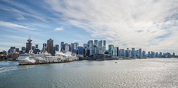vancouver, bay, panorama, ship, water, sea, ocean, port, harbor, buildings, skyscrapers