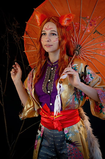 きつね、 コスプレイヤー、 キツネ、 女の子、 モデリング、 女性、 日本、 ファンタジー、 コスプレ、 赤毛、 シャンテレル