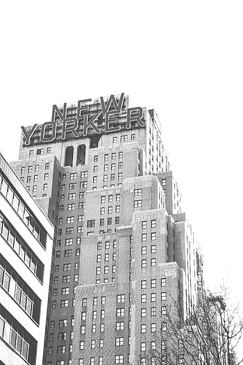 gråtonebilder, høyhus, New Yorker Hotel, New York City, svart og hvit, ikonisk bygning, urbane arkitektur, bybildet, historisk bygning, hotellet eksteriør, Monokrom bilde