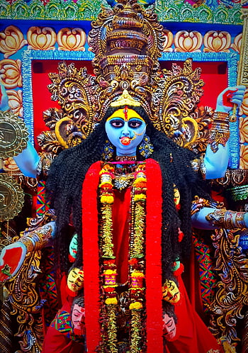 Maa Kali, bohyně kali, Tradiční hinduistické umění, kolkata, Barevné zobrazení, zdobené umění, bohyně hinduistické, indické umění, náboženské umění, Kulturní umění, Kali socha