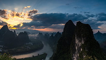 sunrise, landscape, mountains, li River, yangshuo, guilin, china, clouds, nature, photography, guilin Photography