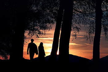 Passeggiare, uomo, donna, paio, pochi, sposi, camminare, natura, paesaggio, godere, persone