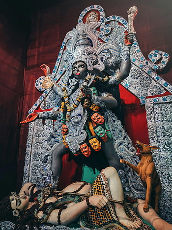 bohyně hinduistické, bohyně kali, Chrám Kolkata, náboženské umění, Kulturní umění, Podrobná socha, Kali socha, chrám umění, indické božstvo, Bohatá kultura, náboženská postava