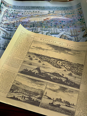 歴史地図、 ボスポラス海峡、 詳細なイラスト、 碑文、 古新聞、 コンスタンチノープル、 歴史的なイラスト、 トラキア湾、 アンティークマップ、 歴史的な文書、 海事の歴史