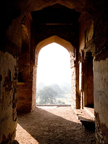 kamenné zdi, ruiny, Starověké oblouky, Rundh Bhangarh, rajasthan, Indie, nádherný výhled, historické místo, Architektonické dědictví, kulturní památka, kamenná struktura
