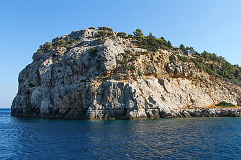 rhodes, afandou, středomoří, moře, modrý, Skála, pobřeží, skalnaté, nebe, letní, krajina