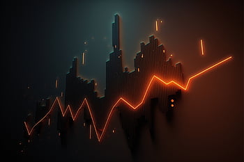 未来的な、 データ、 チャート、 デジタル、 株価、 傾向、 グラフ、 ネオン、 輝く、 抽象、 バックグラウンド