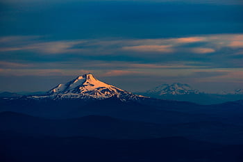 gunung, salju, matahari terbenam, matahari terbit, sinar matahari, mount jefferson, Gunung Jefferson, puncak, langit, awan, pemandangan