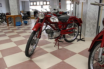 Moto Guzzi, Hispania, Cardellino, 73cc, motorcycle, vintage, 1962, indoor, exhibition, red, retro
