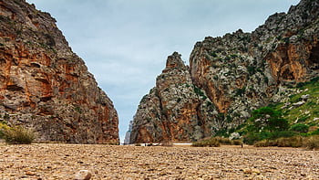 torrent De Pareis, mallorca, winter, vacations, tourist, lonely, sea, gravel, nature, rock, landmark