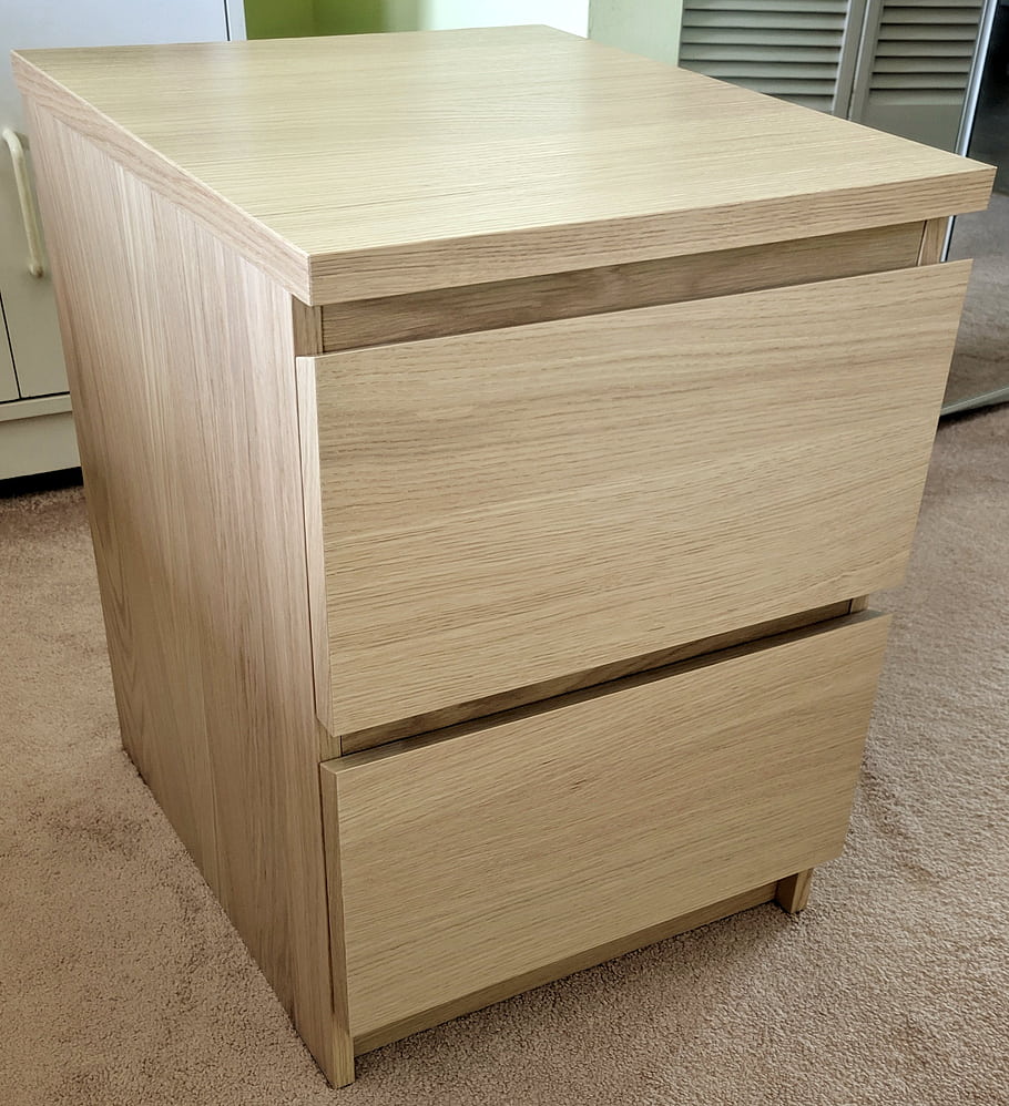 ikea, Malm, bílý, obarví, dub, šuplík, jednotka, nábytek, ložnice, úložný prostor, moderní