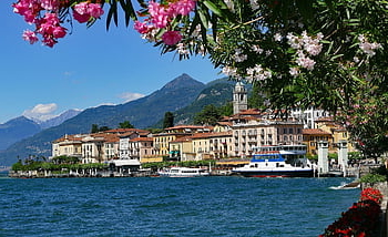 Häuser, Bank, Schiffe, Hafen, Comer See, bellagio, historisches Zentrum, Lago di Como, Stadtblick, Urlaube, Italien