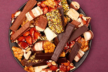 candies, snack, sweets, peanuts, candied Peanuts, caramelised Peanuts, chocolates, cookies, top View, biscuit, group