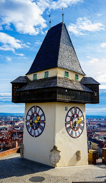 graz, hodinová věž, styria, Rakousko, čas, hodina, minuta, druhý, nadčasový, ručičky, ukazatel