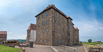 úspěchy, wasserburg, hrad, Německo, zdivo, historický, budova, architektura, hradní příkop, Durynsko, příběh