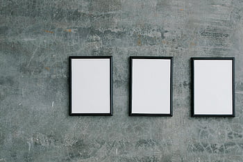 prázdné rámečky obrázků, betonové zdi, Prázdné rámečky, texturou zdi, nástěnné umění, Vzhled interiéru, minimalistický dekor, moderní umění, stěna galerie, domovní dekorace, černé rámečky