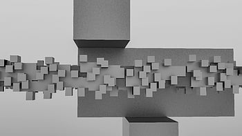 Monochromatický abstrakt, 3D geometrické vykreslení, abstraktní geometrické kostky, monochromatický 3D render, složité geometrické struktury, abstraktní kostky, Geometrické umění, 3D umění, Monochromatický design, geometrický design, abstraktní 3D umění