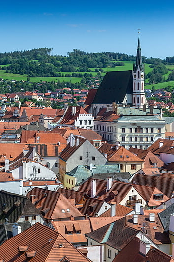 tower, roof, buildings, houses, city, architecture, history, bohemia, medieval, famous, sky