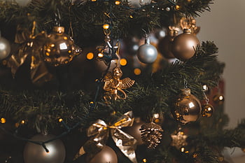 vánoční strom, ozdoby, Vánoce, dekorace, výzdoba, borovice, slavnostní, detailní, Veselé Vánoce, vánoční tapeta, festival