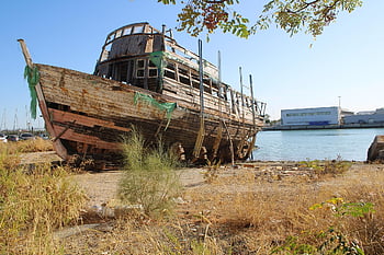 boat, motor Ship, abandoned, catamaran, river, cadiz, varadero