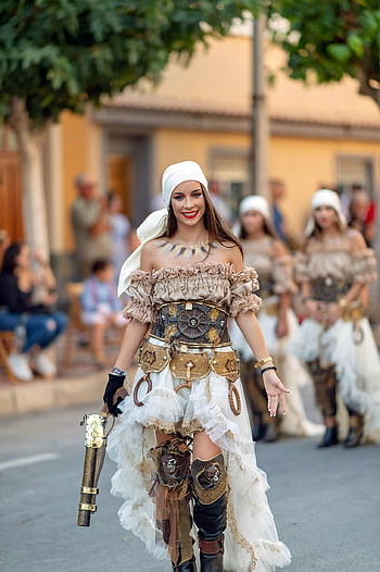 žena, pirát, bojovník, průvod, večírek, vřesovišť a křesťanů, alicante, Španělsko