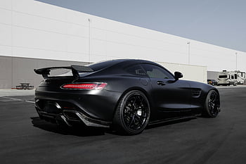 svart bil, Mercedes AMG GT, sportsbil, parkert utendørs, luksusbil, High-end kjøretøy, Black Mercedes, amg gt, gateparkering, bil stil, utendørs bilfoto