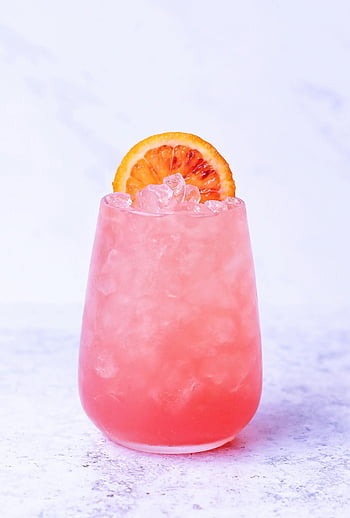 pembe narenciye içecek, serinletici içecek, buz, turuncu dilim garnitür, açık renkli, canlı pembe, narenciye içeceği, buzlu içecek, turuncu garnitür, pembe içecek, narenciye