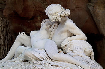 Galatea Nymfa, acis Shepherd, Medici Fountain, sochařství, socha, Bílá mramorová socha, lucemburská zahrada, Paříž, Francie, památník, dědictví