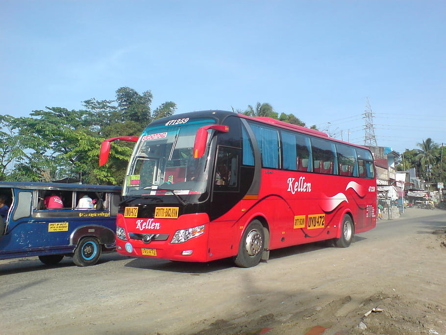 kellen, SJDM, hospoda, Yutong, Filipíny, PBPA, Asociace fotografů filipínských autobusů, autobus, předjet, červený autobus, silnice