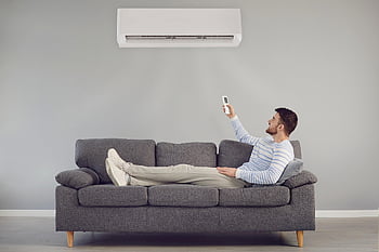 air Conditioner, man, sofa, living Room, air, home, furniture, interior, cooling, ventilation, cooler
