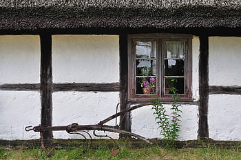 okno, Dům, vesnice, chalupa, Dějiny, architektura, hrázděný, obec chata, staré architektury, skanzen, Došková střecha