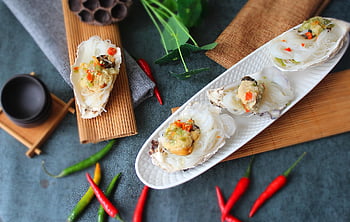 frutti di mare, cucina, culinario, presentazione del cibo, vermicelli ostrica