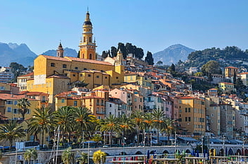menton, city, buildings, france, church, town, architecture, coast, french Riviera, côte D'azur, mediterranean