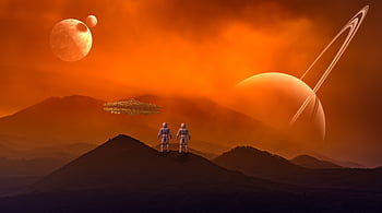 astronaut, nature, space, spaceship, ufo, alien, planets, saturn, galaxy, universe, cosmos