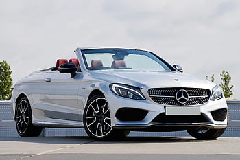 mercedes benz, bílé auto, konvertibilní, luxusní design, elegance, zaparkované venku, ulice, elegantní, mercedes, venkovní, auto
