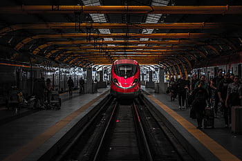 ferrovia, stazione ferroviaria, treno, passeggeri, viaggio, abilità, civiltà, rotaia, mezzi di trasporto, rosso